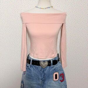 Pink off the shoulder blouse